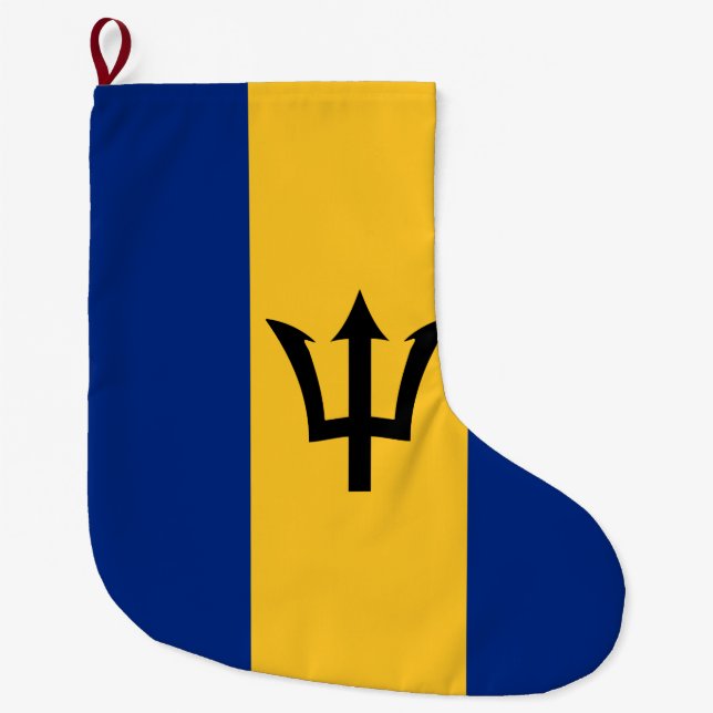 Calcetín Navideño Grande Bandera de Barbados (Barbados) (Bajan) (Anverso)