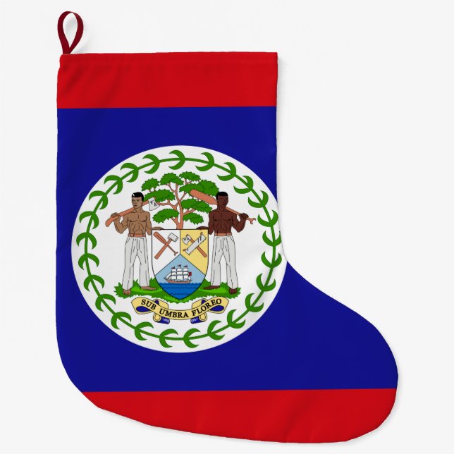 Calcetín Navideño Grande Bandera de Belice (Anverso)