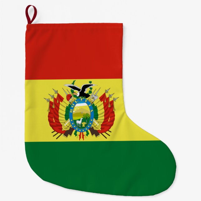Calcetín Navideño Grande Bandera de Bolivia (Anverso)
