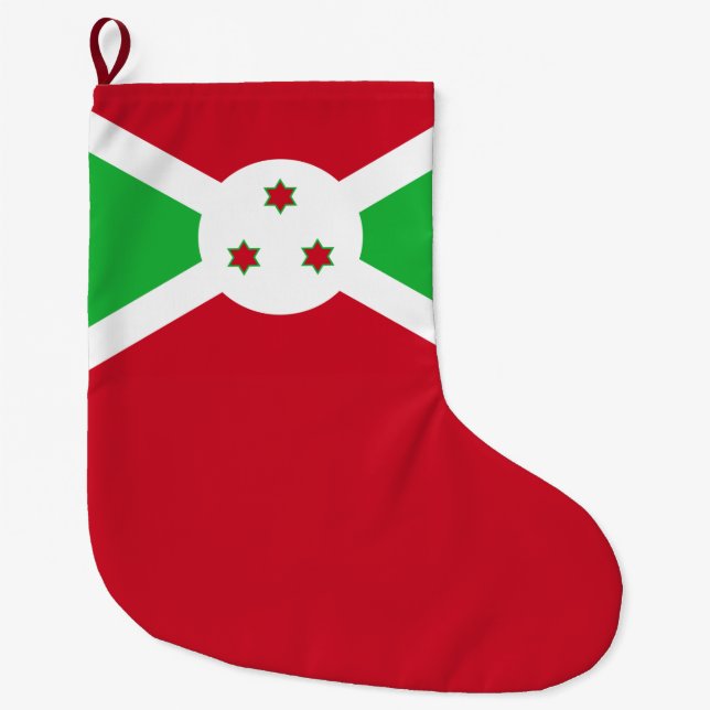 Calcetín Navideño Grande Bandera de Burundi (Anverso)