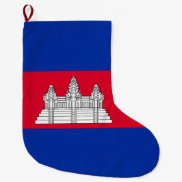 Calcetín Navideño Grande Bandera de Camboya