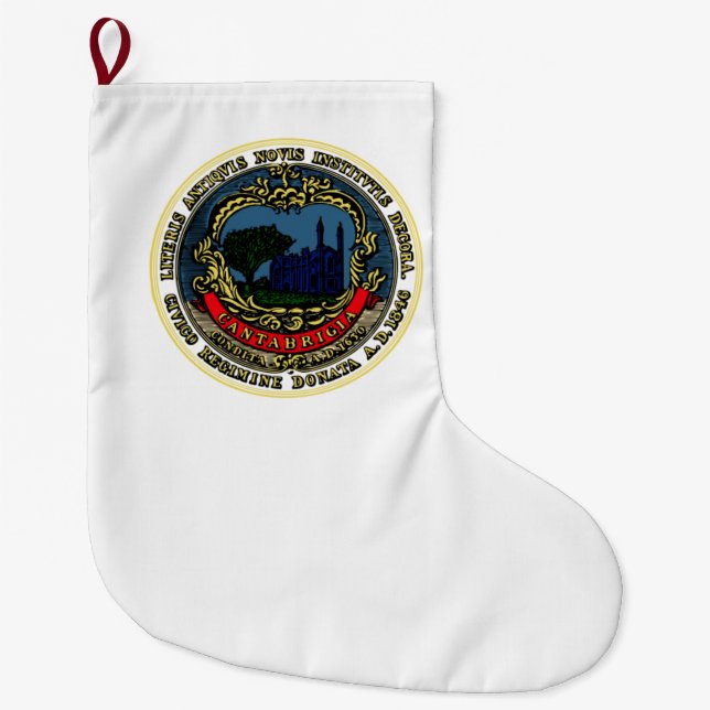 Calcetín Navideño Grande Bandera de Cambridge (Massachusetts) (Anverso)