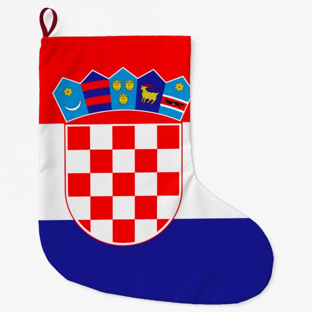 Calcetín Navideño Grande Bandera de Croacia (Anverso)