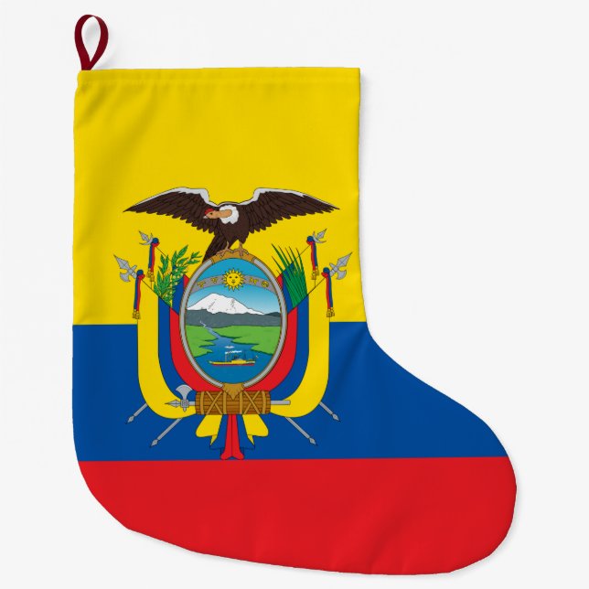 Calcetín Navideño Grande Bandera de Ecuador (Anverso)