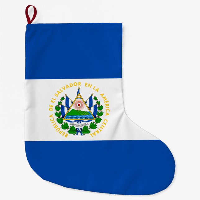 Calcetín Navideño Grande Bandera de El Salvador (Anverso)