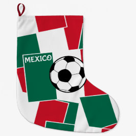 Calcetín Navideño Grande Bandera de Fútbol de México