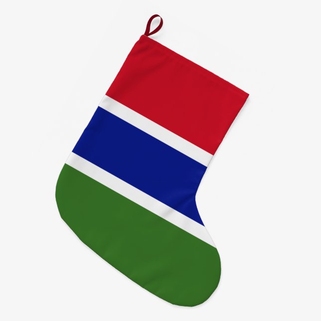 Calcetín Navideño Grande Bandera de Gambia (Frente (Colgado))