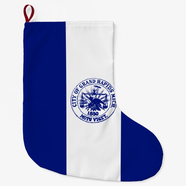 Calcetín Navideño Grande Bandera de Grand Rapids (Michigan City) (Anverso)