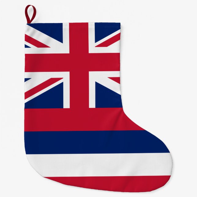 Calcetín Navideño Grande Bandera de Hawaii (Estado de los Estados Unidos) (Anverso)