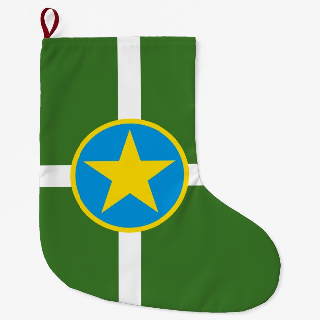 Calcetín Navideño Grande Bandera de Jackson (Misisipi) (Anverso)