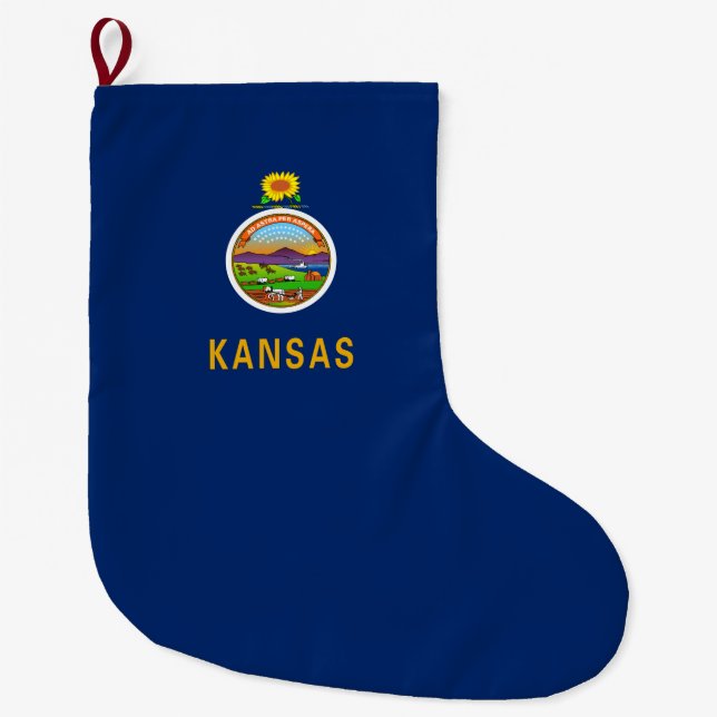 Calcetín Navideño Grande Bandera de Kansas (Anverso)