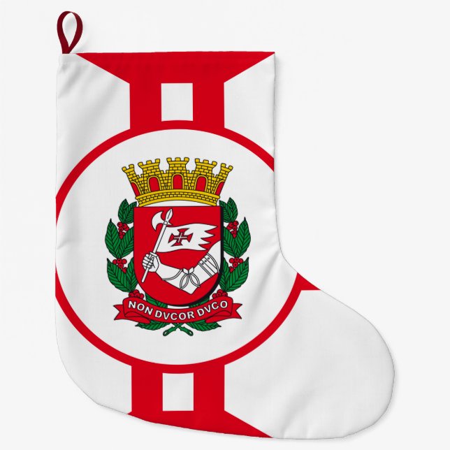 Calcetín Navideño Grande Bandera de la ciudad de São Paulo (Anverso)