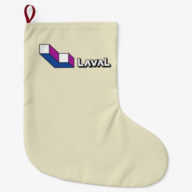 Calcetín Navideño Grande Bandera de Laval (Quebec, Canadá) (Anverso)