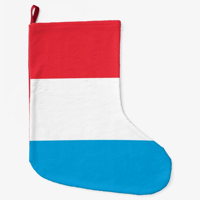 Calcetín Navideño Grande Bandera de Luxemburgo (Anverso)
