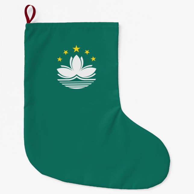 Calcetín Navideño Grande Bandera de Macao (región china) (Anverso)
