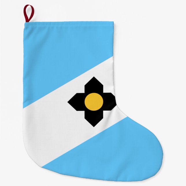 Calcetín Navideño Grande Bandera de Madison (Wisconsin) (Anverso)