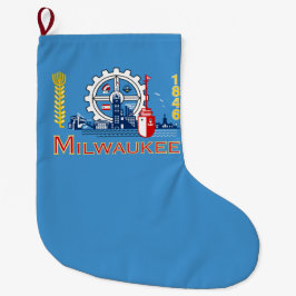 Calcetín Navideño Grande Bandera de Milwaukee (Wisconsin)