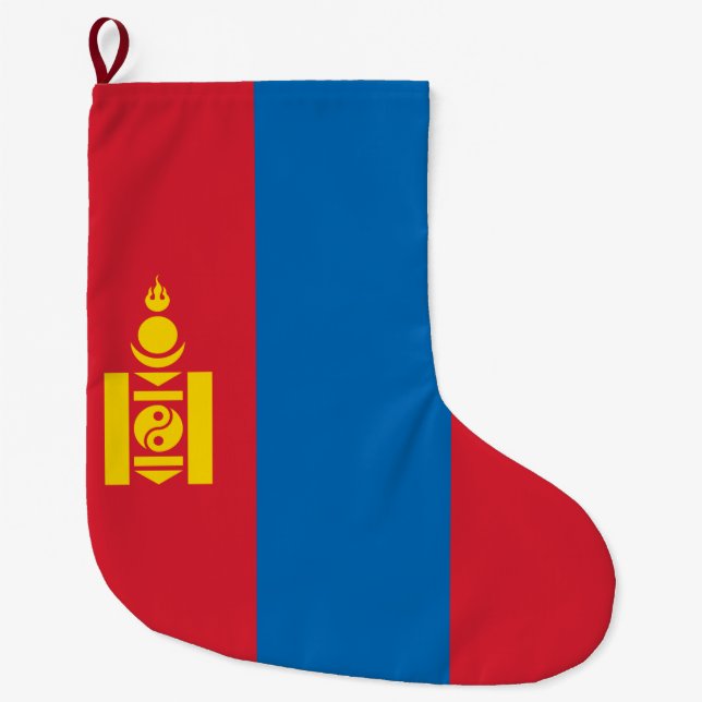 Calcetín Navideño Grande Bandera de Mongolia (Anverso)