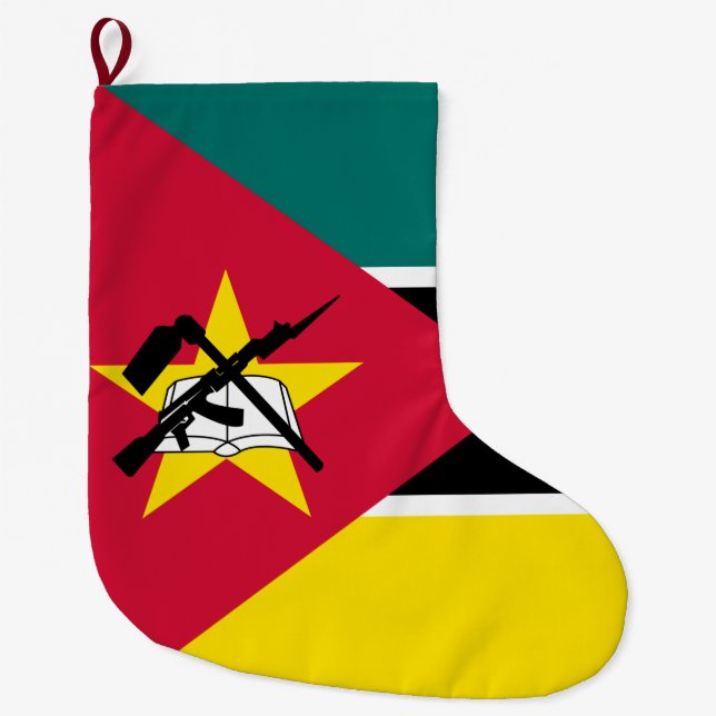 Calcetín Navideño Grande Bandera de Mozambique (Bandera nacional) (África) (Anverso)