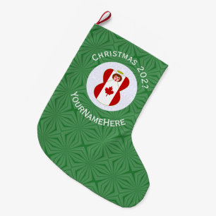 Calcetín Navideño Grande Bandera de Navidad del Ángel Canadiense Personaliz