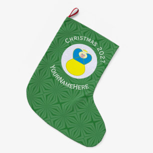 Calcetín Navideño Grande Bandera de Navidad del Ángel Ucraniano con Texto P