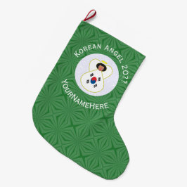 Calcetín Navideño Grande Bandera de Navidad personalizada de Ángel de Corea