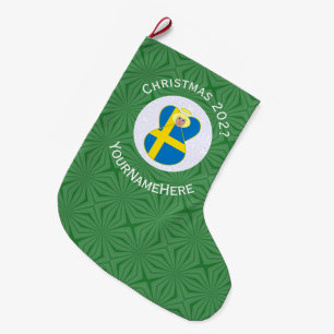 Calcetín Navideño Grande Bandera de Navidad personalizada del ángel sueco
