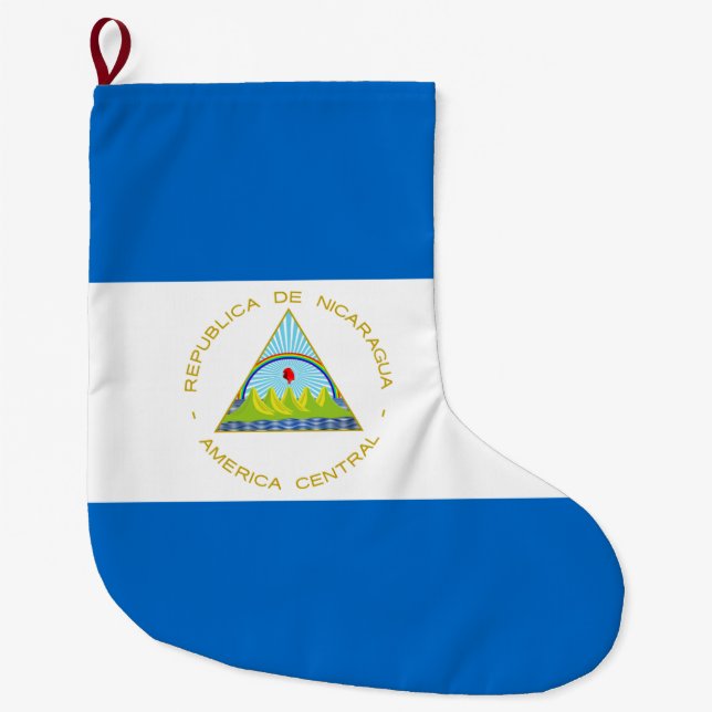 Calcetín Navideño Grande Bandera de Nicaragua (Anverso)