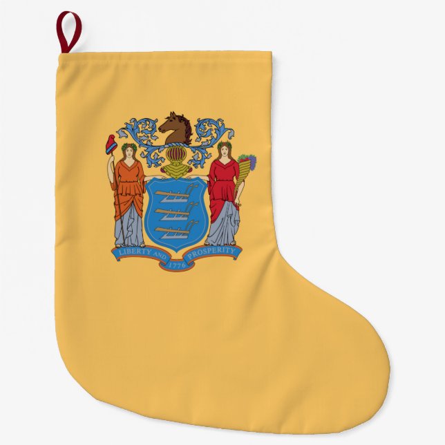 Calcetín Navideño Grande Bandera de Nueva Jersey (Anverso)