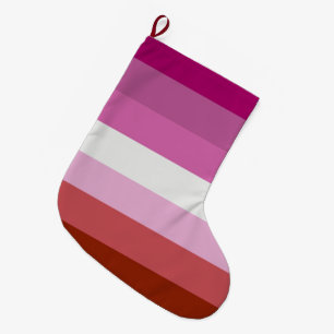 Calcetín Navideño Grande Bandera de Orgullo Lésbico (Origen)
