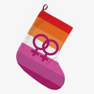 Calcetín Navideño Grande Bandera de orgullo lésbico WLW