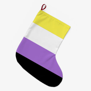 Calcetín Navideño Grande Bandera de Orgullo No Binario