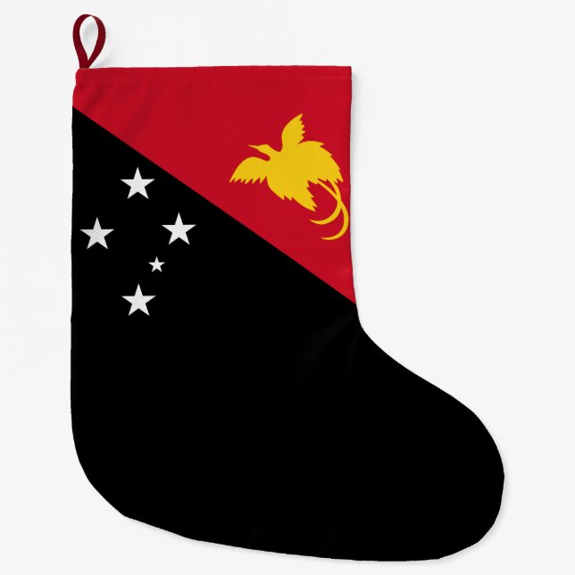Calcetín Navideño Grande Bandera de Papúa Nueva Guinea (Anverso)