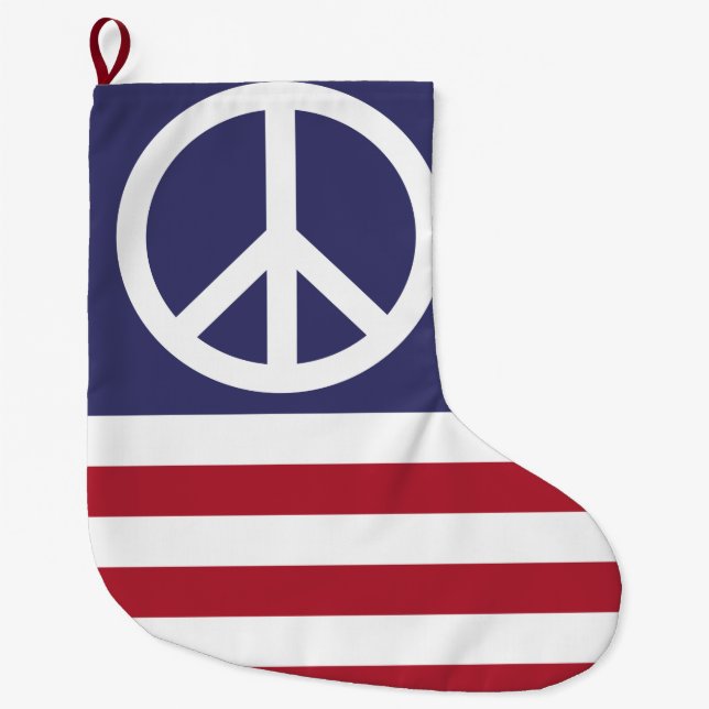 Calcetín Navideño Grande Bandera de Paz de Estados Unidos (Anverso)