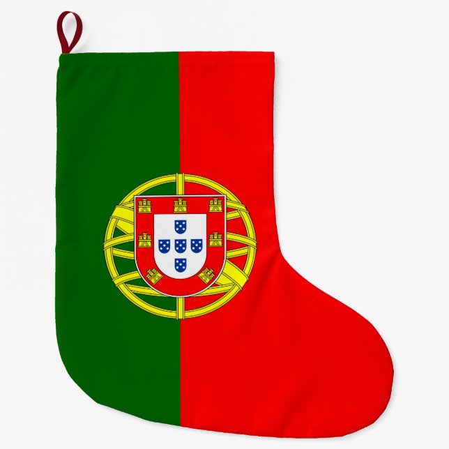 Calcetín Navideño Grande bandera de portugal (Anverso)