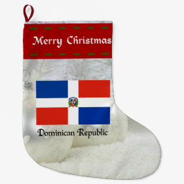 Calcetín Navideño Grande Bandera de República Dominicana, diseño personaliz