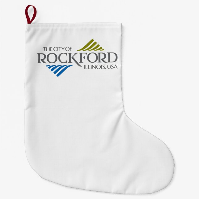 Calcetín Navideño Grande Bandera de Rockford (Illinois) (Anverso)