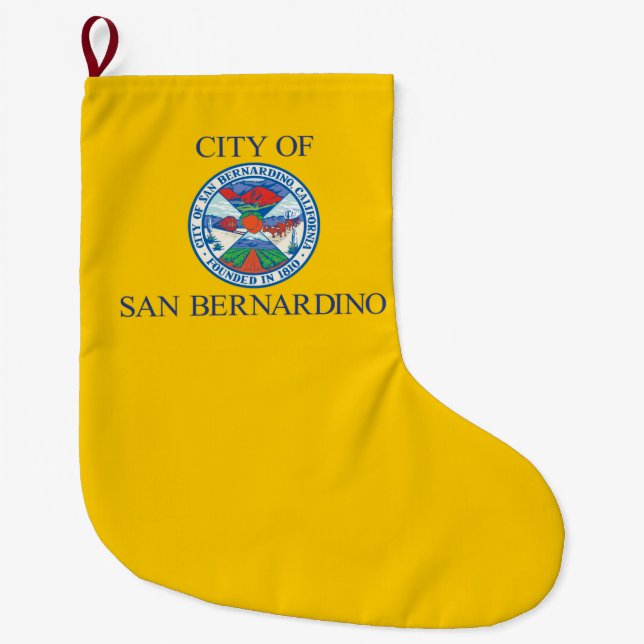 Calcetín Navideño Grande Bandera de San Bernardino (California) (Anverso)