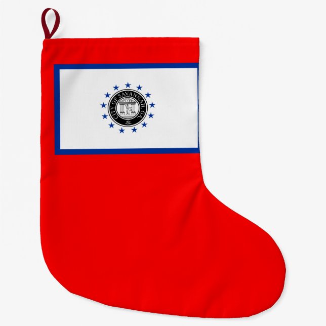 Calcetín Navideño Grande Bandera de Savannah (Georgia) (Anverso)