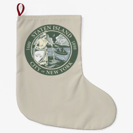 Calcetín Navideño Grande Bandera de Staten Island (municipio de Nueva York)