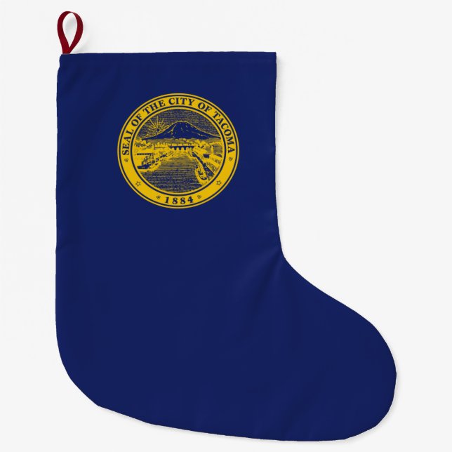 Calcetín Navideño Grande Bandera de Tacoma (Ciudad de Washington) (Anverso)