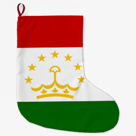 Calcetín Navideño Grande Bandera de Tayikistán (tayiko) (República de Tayik