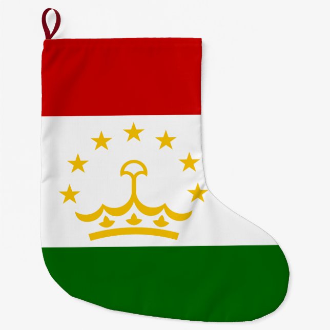 Calcetín Navideño Grande Bandera de Tayikistán (tayiko) (República de Tayik (Anverso)