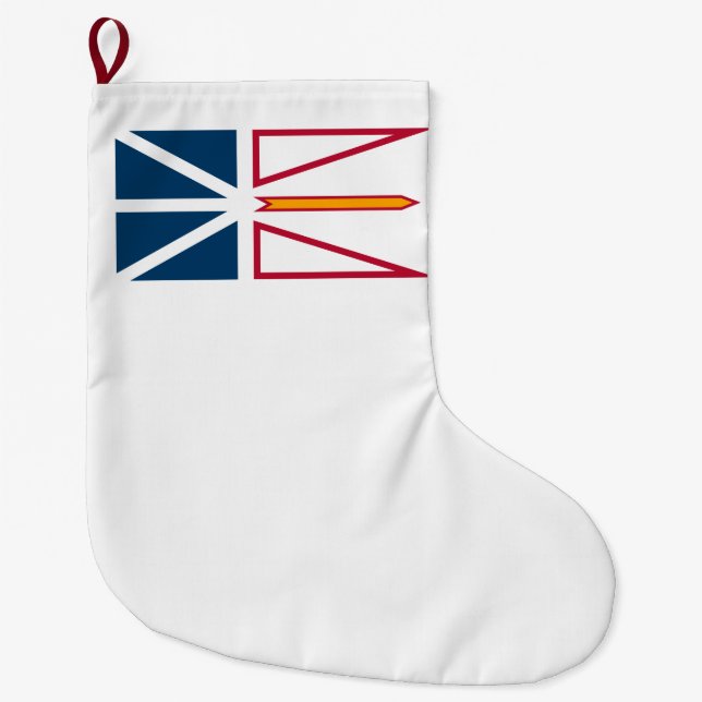 Calcetín Navideño Grande Bandera de Terranova y Labrador (Canadá) (Anverso)