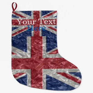 Calcetín Navideño Grande Bandera de Union Jack - arrugada