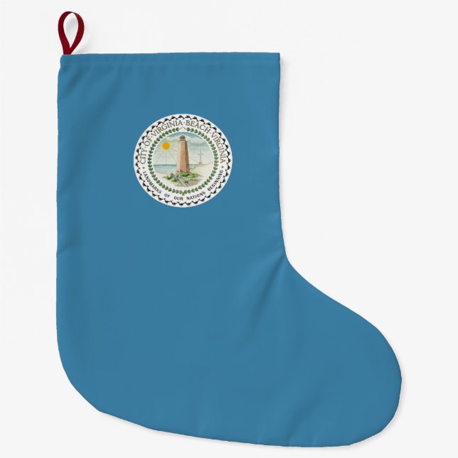 Calcetín Navideño Grande Bandera de Virginia Beach (Virginia, Estados Unido (Anverso)