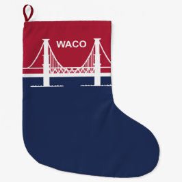 Calcetín Navideño Grande Bandera de Waco (Texas, Estados Unidos)