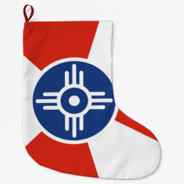 Calcetín Navideño Grande Bandera de Wichita (Kansas, Estados Unidos)
