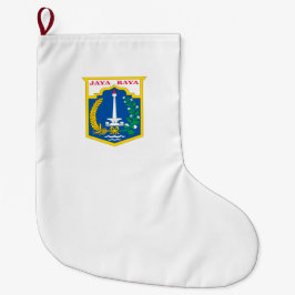 Calcetín Navideño Grande Bandera de Yakarta (ciudad capital de Indonesia)
