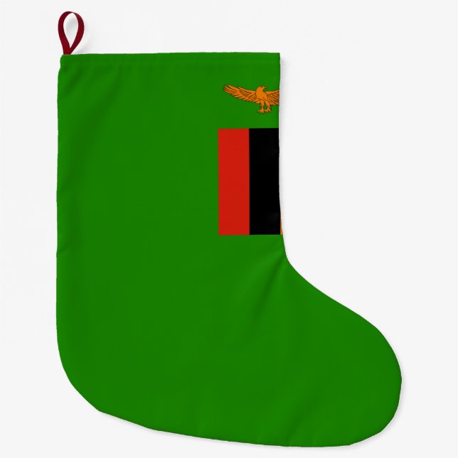 Calcetín Navideño Grande Bandera de Zambia (Anverso)